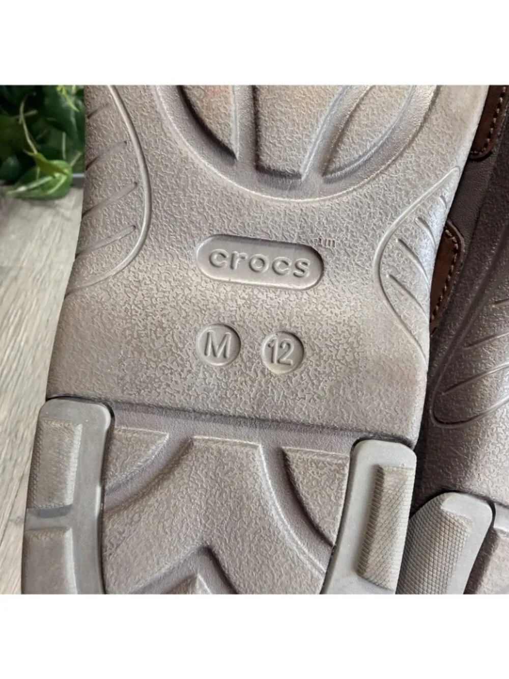 Crocs Yukon Fisherman Sandals Men’s size 12 brown gray rubber